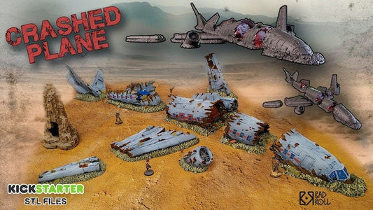 28mm 4x4 Crashed Plane Terrain Set – Full Board